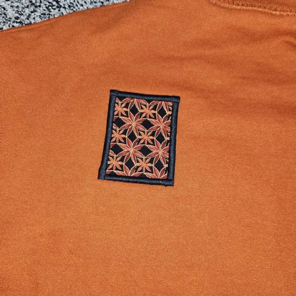 Jerzees Fall Sweater Burnt Orange Sunflower Cottagecore Granny Vtg 90s Cozy Sz M